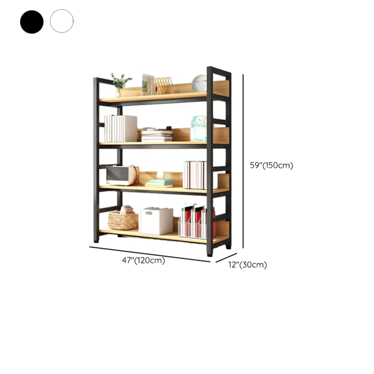 Rustic Wood Multi-Shelf Metal Frame Display Bookcase Image - 23