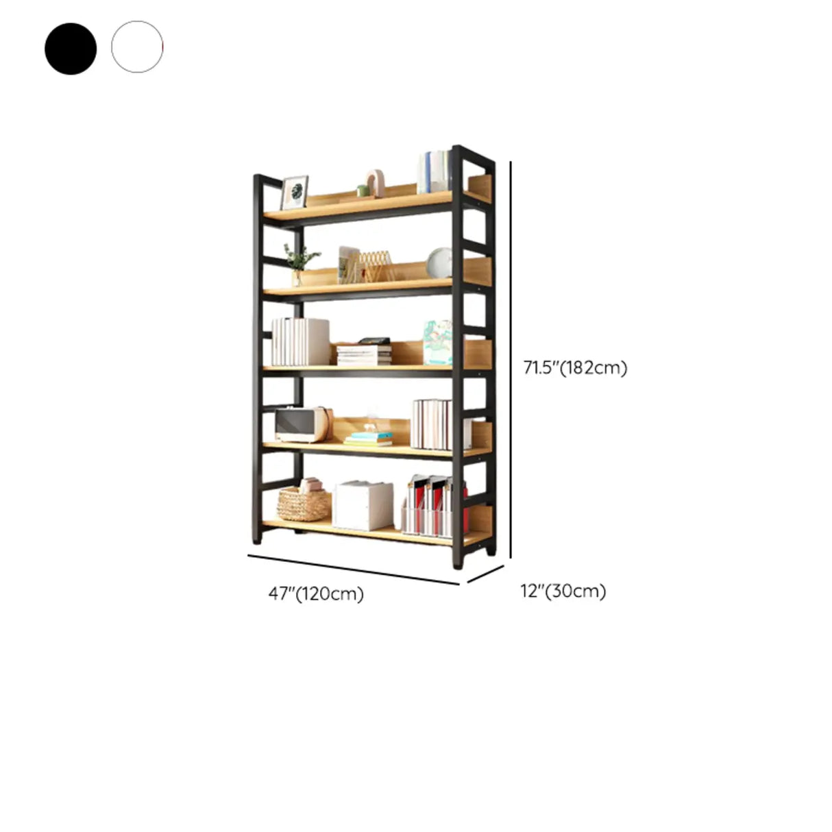 Rustic Wood Multi-Shelf Metal Frame Display Bookcase Image - 29