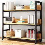 Rustic Wood Multi-Shelf Metal Frame Display Bookcase Image - 2
