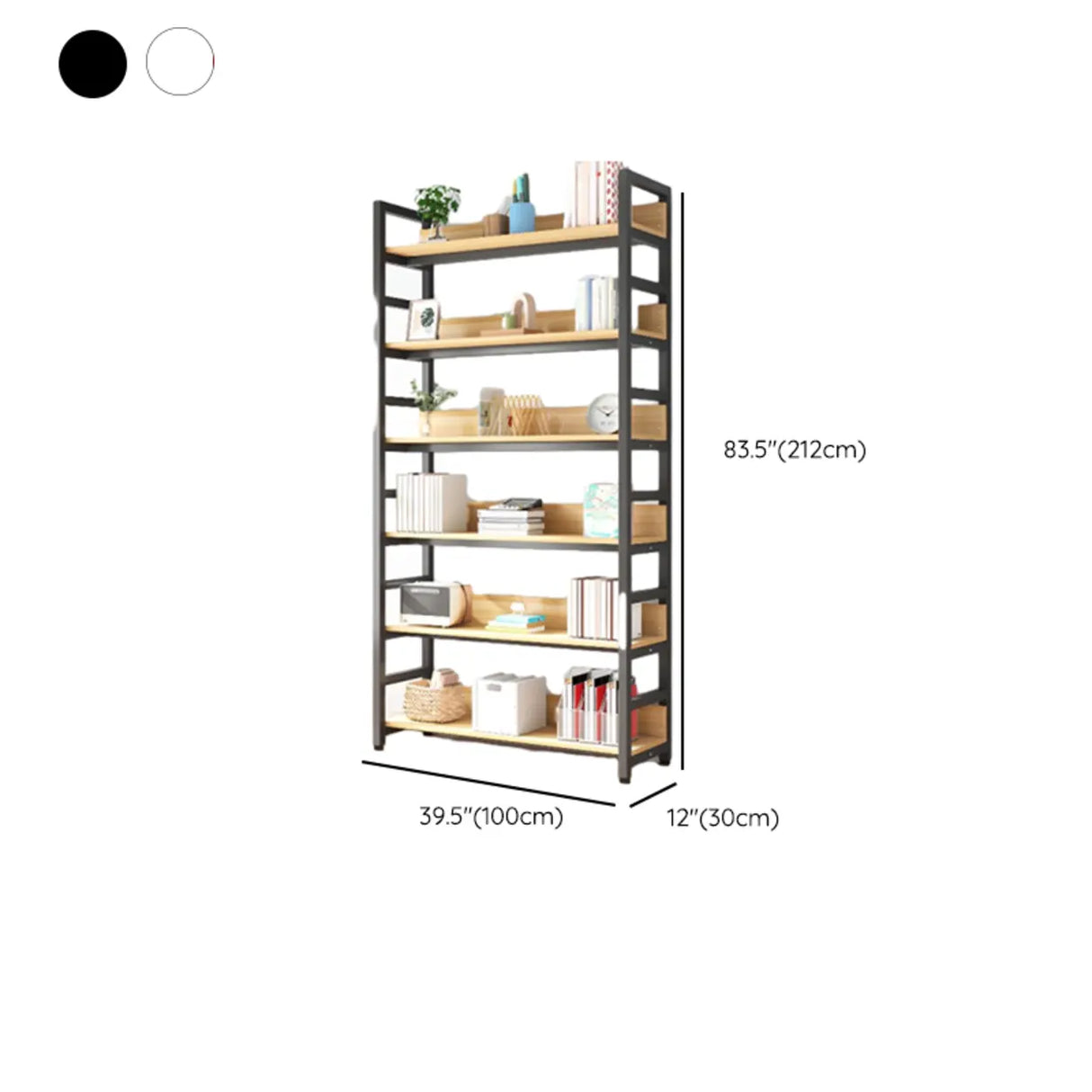 Rustic Wood Multi-Shelf Metal Frame Display Bookcase Image - 34