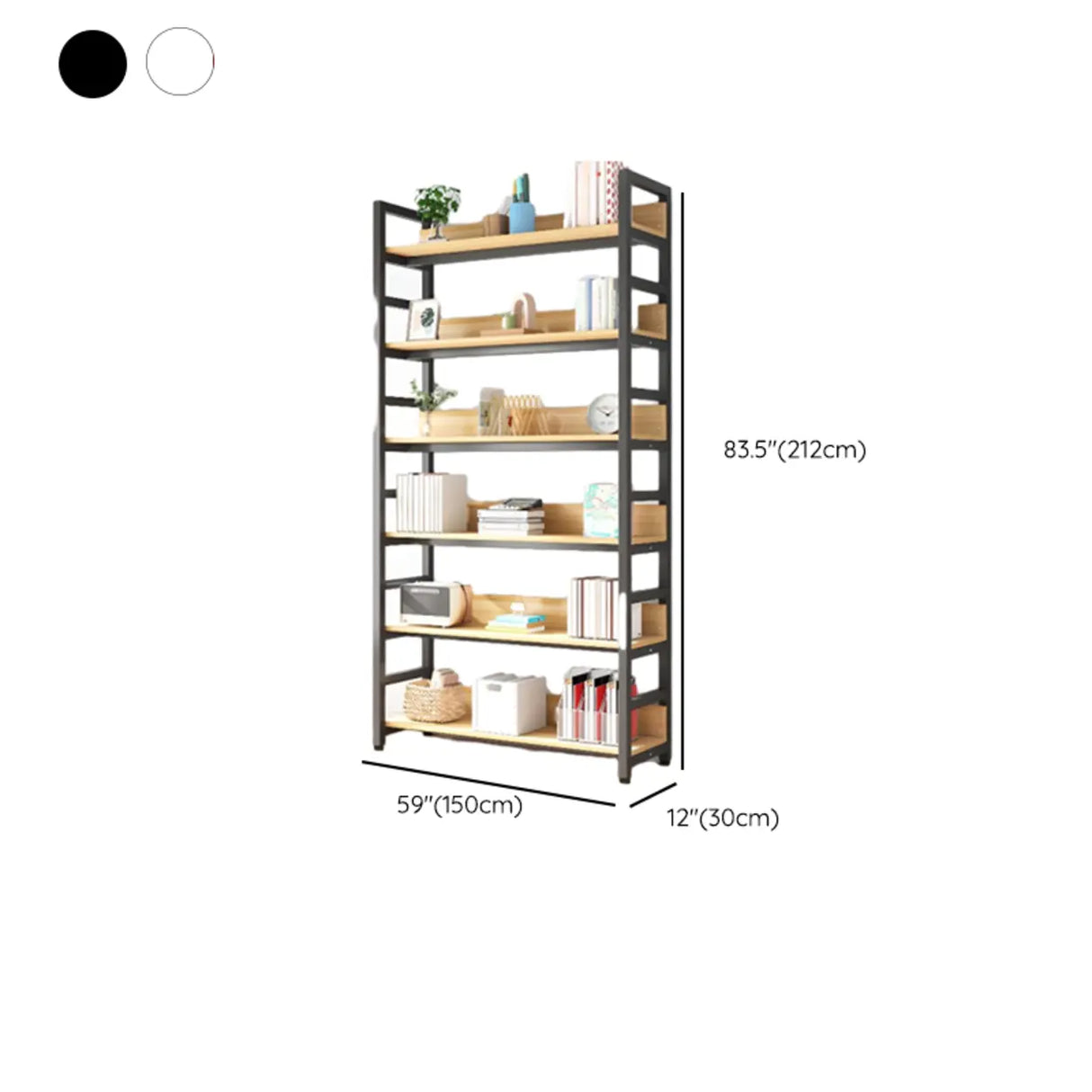 Rustic Wood Multi-Shelf Metal Frame Display Bookcase Image - 37