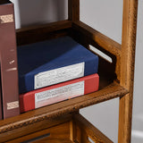 Rustic Wood Vertical 5 Shelves Open Storage Bookshelf Image - 10