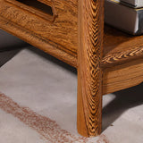 Rustic Wood Vertical 5 Shelves Open Storage Bookshelf Image - 14