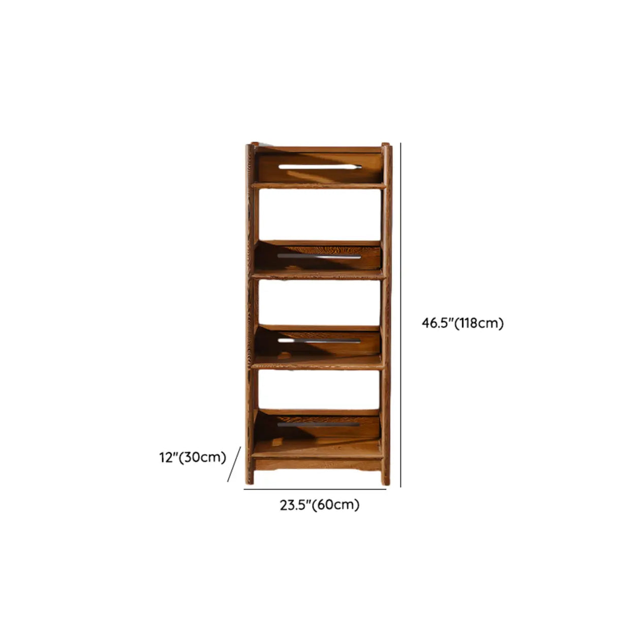 Rustic Wood Vertical 5 Shelves Open Storage Bookshelf Image - 17