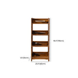 Rustic Wood Vertical 5 Shelves Open Storage Bookshelf Image - 17