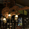 Rustic Wood Wagon Wheel Lantern Restaurant Chandelier Image - 3