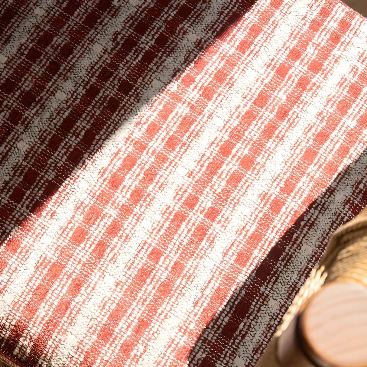 Rustic Wood Woven Rope Open Back Armless Dining Chair Image - 10