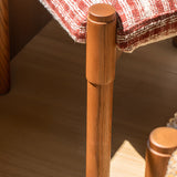 Rustic Wood Woven Rope Open Back Armless Dining Chair Image - 12