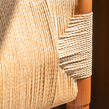 Rustic Wood Woven Rope Open Back Armless Dining Chair Image - 13