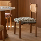 Rustic Wood Woven Rope Open Back Armless Dining Chair Image - 6