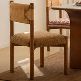 Rustic Wood Woven Rope Open Back Armless Dining Chair Image - 7