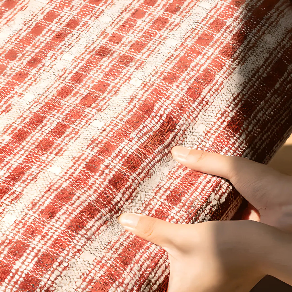 Rustic Wood Woven Rope Open Back Armless Dining Chair Image - 9