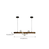Rustic Wooden Beam and Bubble Island Pendant Light #size