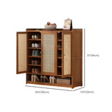 Rustic Wooden Cabinet Brown Large Shoe Storage Unit Image - 21