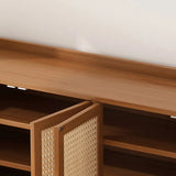 Rustic Wooden Cabinet Brown Large Shoe Storage Unit Image - 6