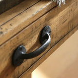 Rustic Wooden Kitchen Bar Table with Storage Shelves & Drawers Image - 5