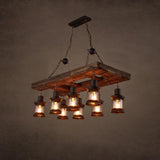 Rustic Wooden Lantern Kitchen Island Chandelier Light Image - 13