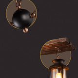 Rustic Wooden Lantern Kitchen Island Chandelier Light Image - 14