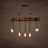 Rustic Wooden Lantern Kitchen Island Chandelier Light Image - 15