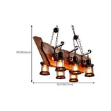 Rustic Wooden Lantern Kitchen Island Chandelier Light #size