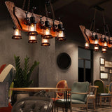 Rustic Wooden Lantern Kitchen Island Chandelier Light Image - 6