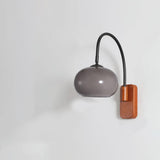 Rustic Wooden Milk Glass Drum Wall Sconce Light Image - 3