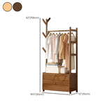 Rustic Wooden Natural Hooks Hall Tree with Storage Bench #size