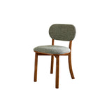 Rustic Woven Upholstered Open Back Wood Frame Dining Chair Image - 15