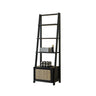 Rustic Woven Walnut Finish Ladder Wooden Bookshelf Image - 5