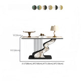 S-Curve Base Stone White and Gold Hallway Console Table Image - 19