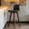 Saddle Genuine Leather Counter Height Low Back Swivel Bar Stools Image - 4