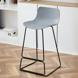 Saddle Low Back Metal Sled Base Bar Stool with Footrest Image - 10