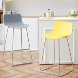 Saddle Low Back Metal Sled Base Bar Stool with Footrest Image - 1