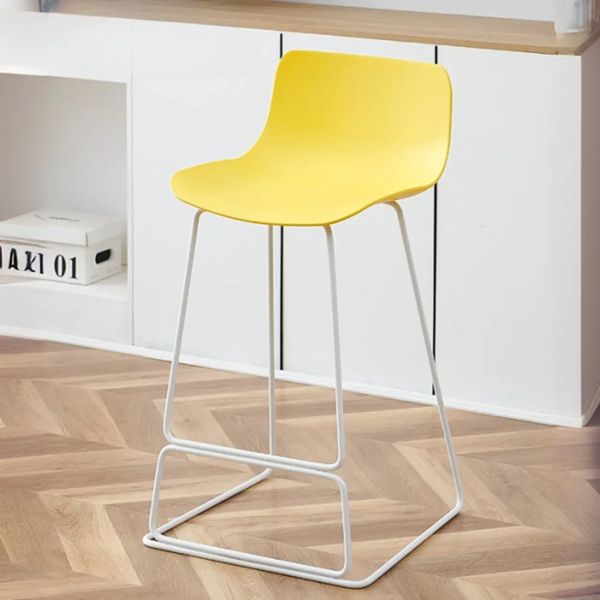 Saddle Low Back Metal Sled Base Bar Stool with Footrest Image - 20