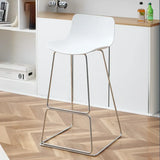 Saddle Low Back Metal Sled Base Bar Stool with Footrest Image - 23