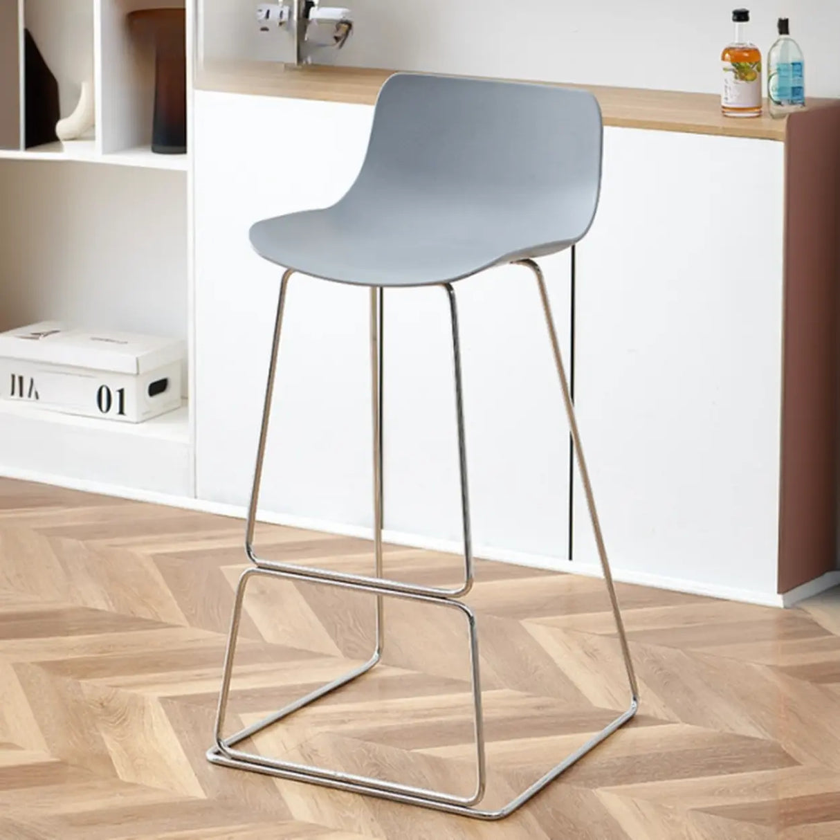 Saddle Low Back Metal Sled Base Bar Stool with Footrest Image - 27