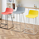 Saddle Low Back Metal Sled Base Bar Stool with Footrest Image - 3