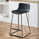 Saddle Low Back Metal Sled Base Bar Stool with Footrest Image - 4