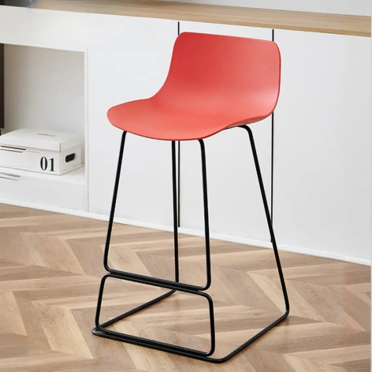 Saddle Low Back Metal Sled Base Bar Stool with Footrest Image - 5