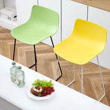 Saddle Low Back Metal Sled Base Bar Stool with Footrest Image - 6