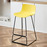 Saddle Low Back Metal Sled Base Bar Stool with Footrest Image - 7