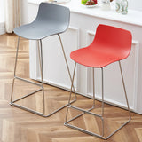 Saddle Low Back Metal Sled Base Bar Stool with Footrest Image - 8