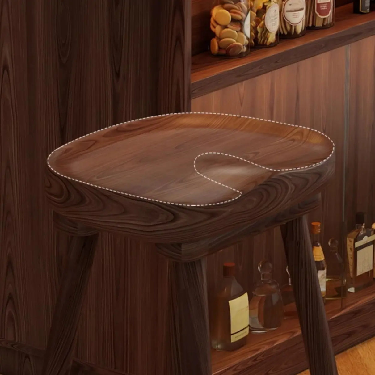 Saddle Rubberwood Backless Bar Stool with Footrest Image - 10