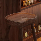 Saddle Rubberwood Backless Bar Stool with Footrest Image - 10