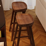 Saddle Rubberwood Backless Bar Stool with Footrest Image - 12