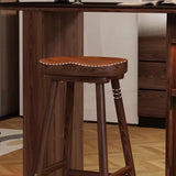 Saddle Rubberwood Backless Bar Stool with Footrest Image - 13