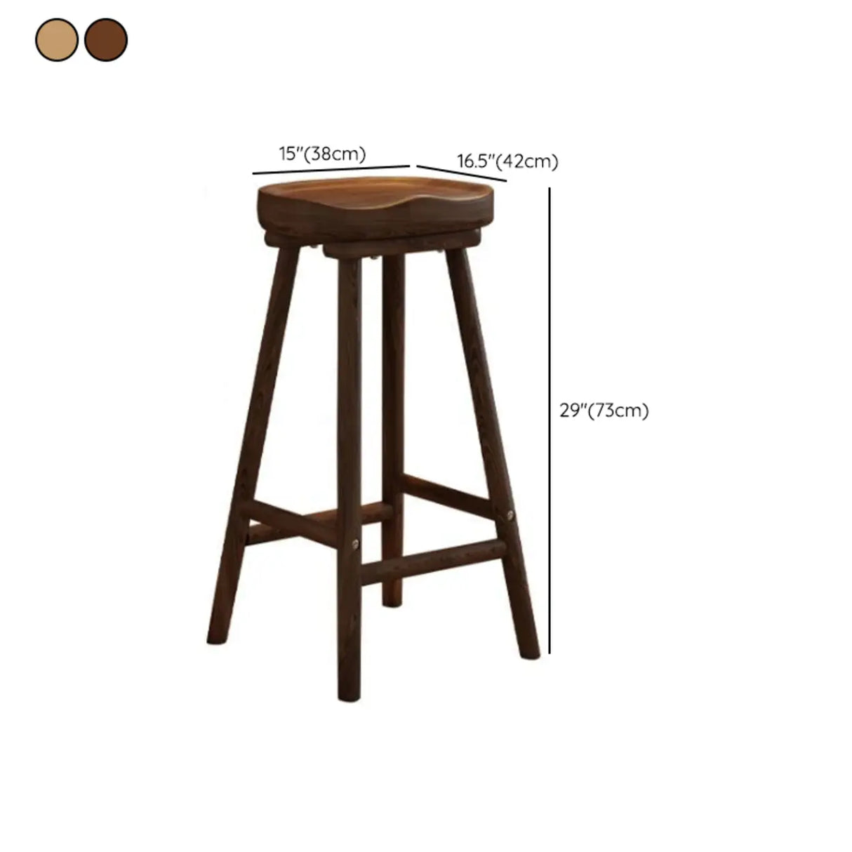 Saddle Rubberwood Backless Bar Stool with Footrest 
