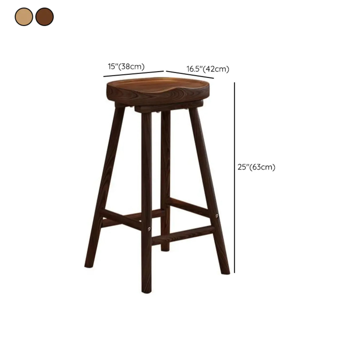 Saddle Rubberwood Backless Bar Stool with Footrest Image - 15