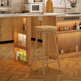 Saddle Rubberwood Backless Bar Stool with Footrest Image - 2