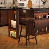 Saddle Rubberwood Backless Bar Stool with Footrest Image - 3